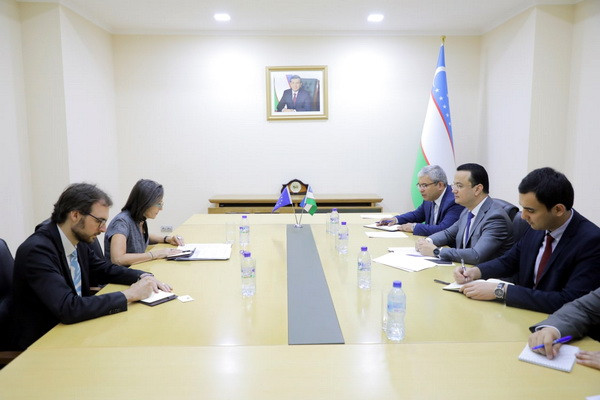 A meeting takes place with the Head of the Delegation of the European Union to Uzbekistan Charlotte Adrian