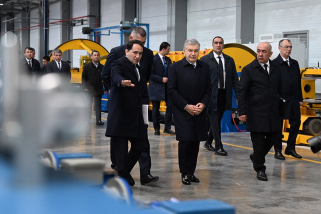 Shavkat Mirziyoyev Reviews High-Voltage Cable Plant Project in Tashkent Region