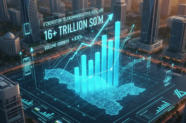 Объем телекоммуникационных услуг в Узбекистане превысил 16 трлн. сумов