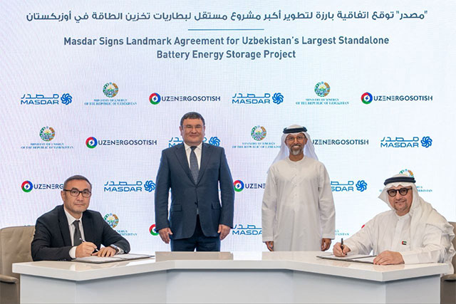 Masdar подписала соглашение о крупнейшем в Узбекистане автономном проекте аккумуляторного хранения энергии