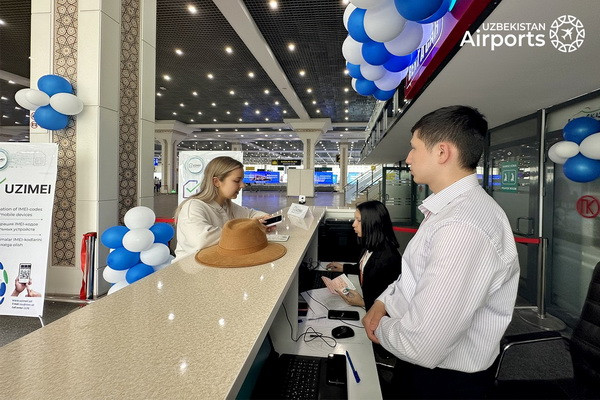 A registration point for IMEI codes of mobile devices opened at Tashkent airport
